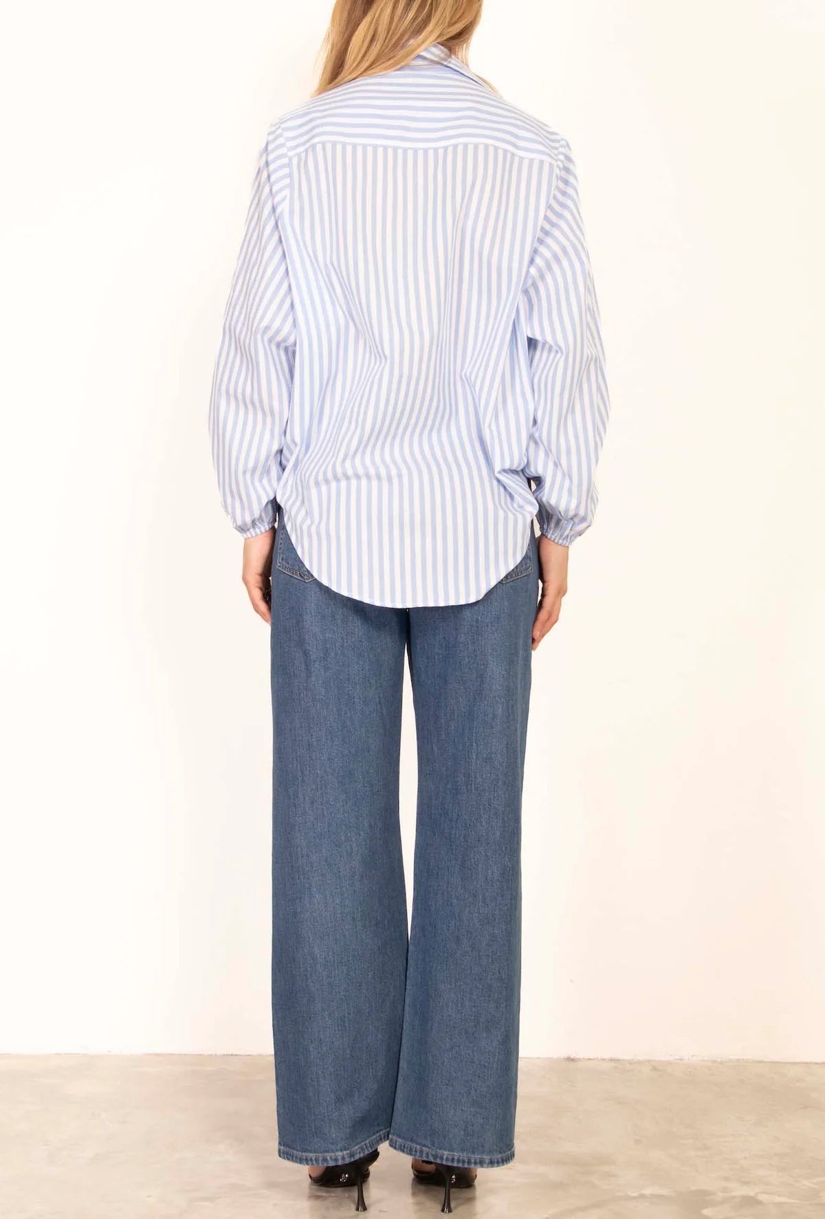 Capri Stripe Blouse Light Blue